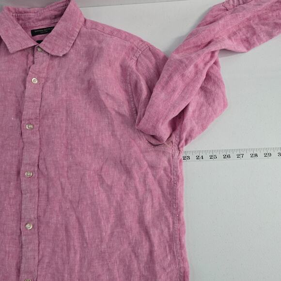 Banana Republic linen long sleeve button down shirt L slim fit pink mens 7005 - Picture 4 of 8